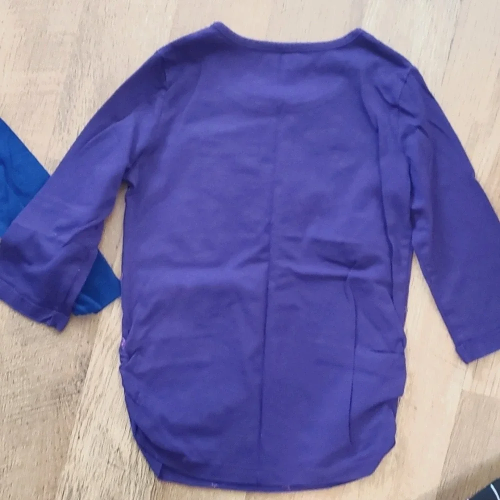 3 Pack Girls Cherokee 3/4 Sleeve Shirts Size 7-8 Royal Blue, Purple Stars, Black